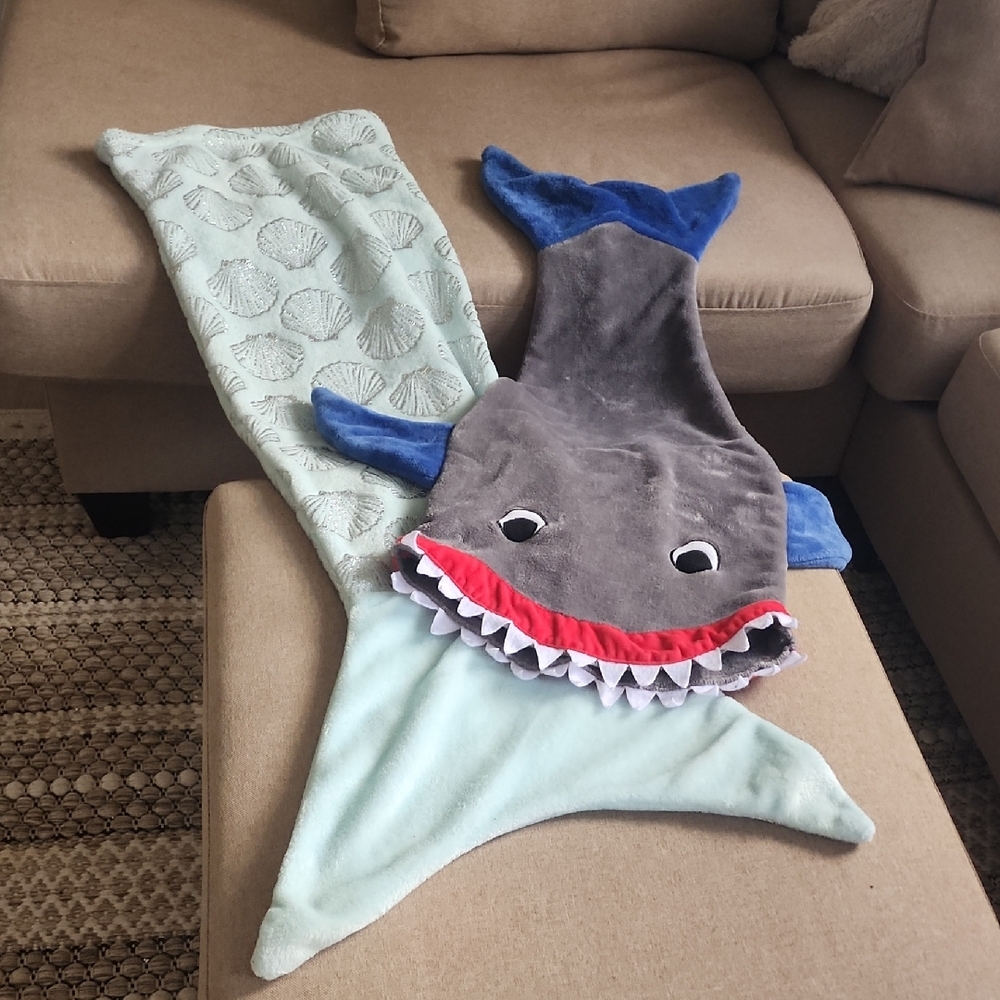 Mermaid And Shark Toddler Blankets